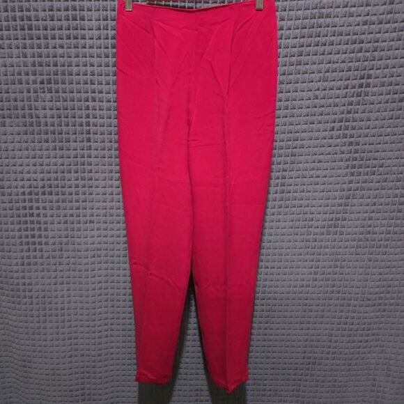 Pink Silk Wide Leg Pants SzM 28x30 VTG Diane Gilman Slacks Palazzo Dopamine Glam - Picture 6 of 15